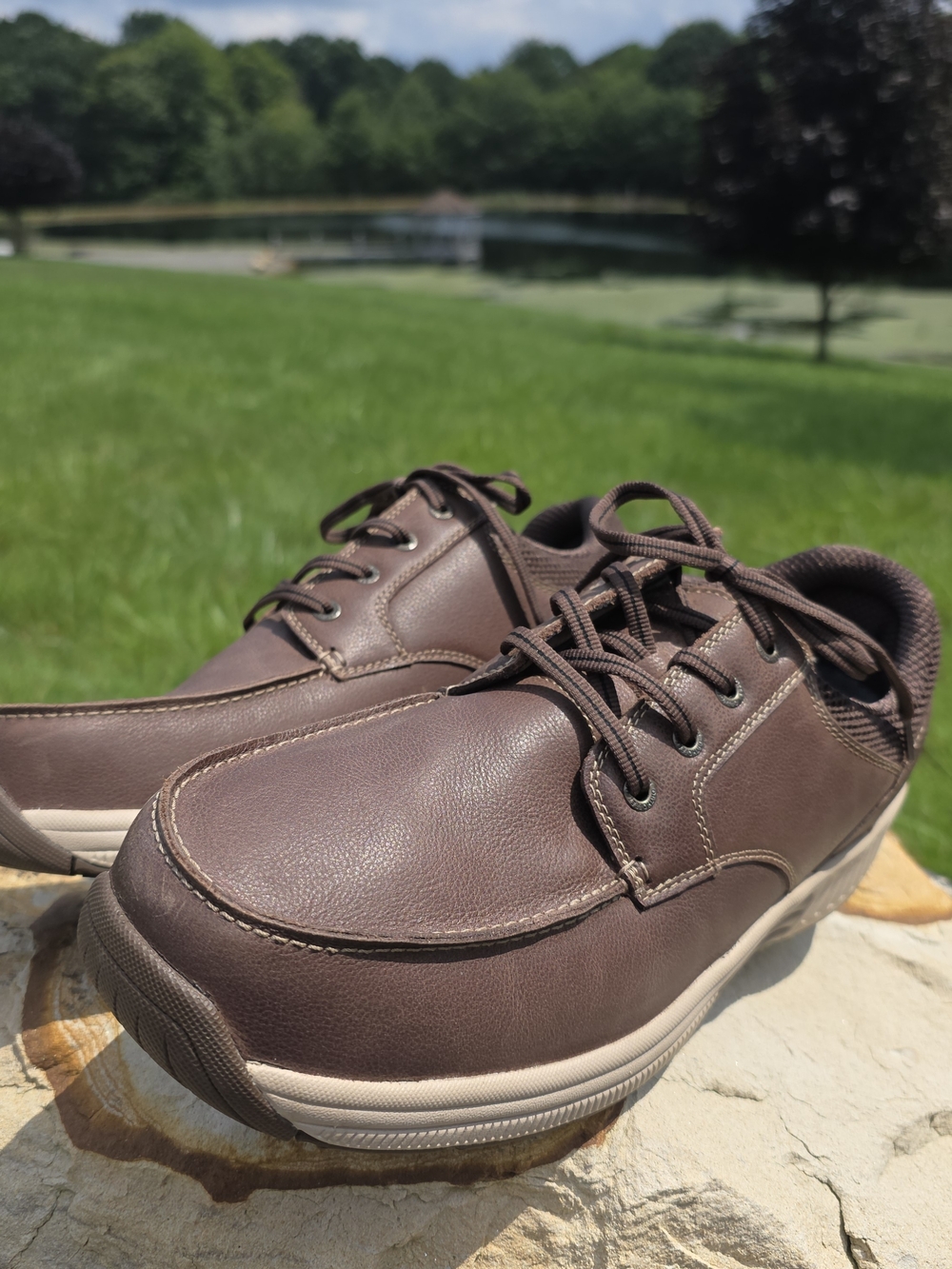 Orthofeet Men's Leo Leather Casual Brown Lace-Up Comfort Shoes Size 12 Med